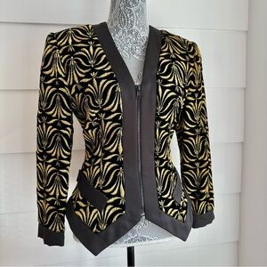 *Vintage Julie Duroché for After 5 Black Velvet Jacket with Gold Embroidery